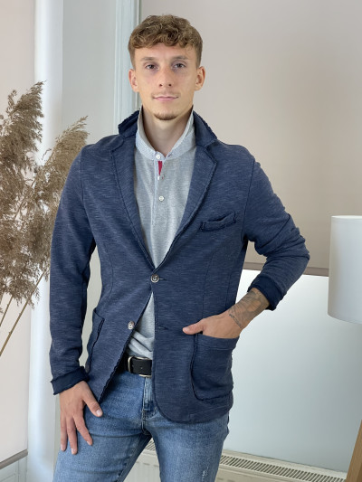 Sportos, elől 2 gombos zakó - szürkés kék