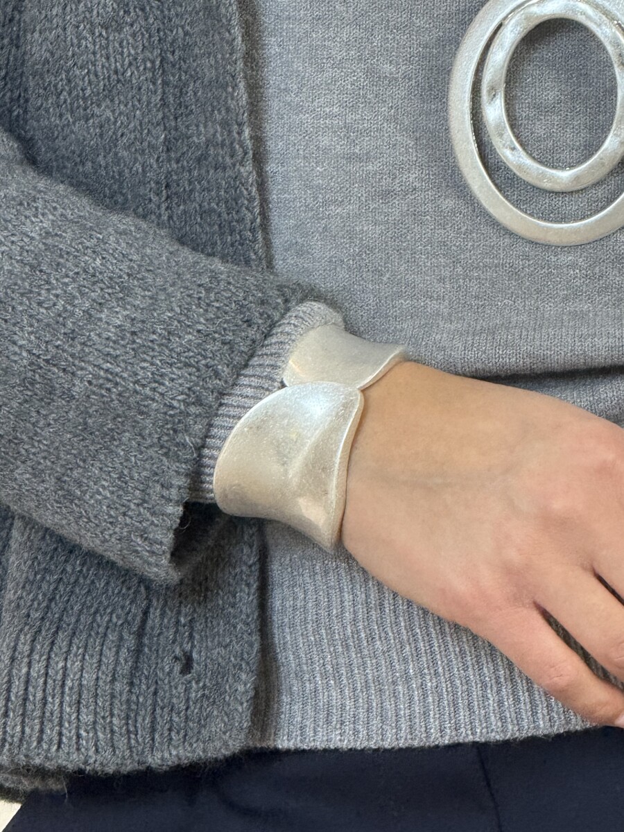 Ezüst ívelt karkötő - ezüst - Kép 2