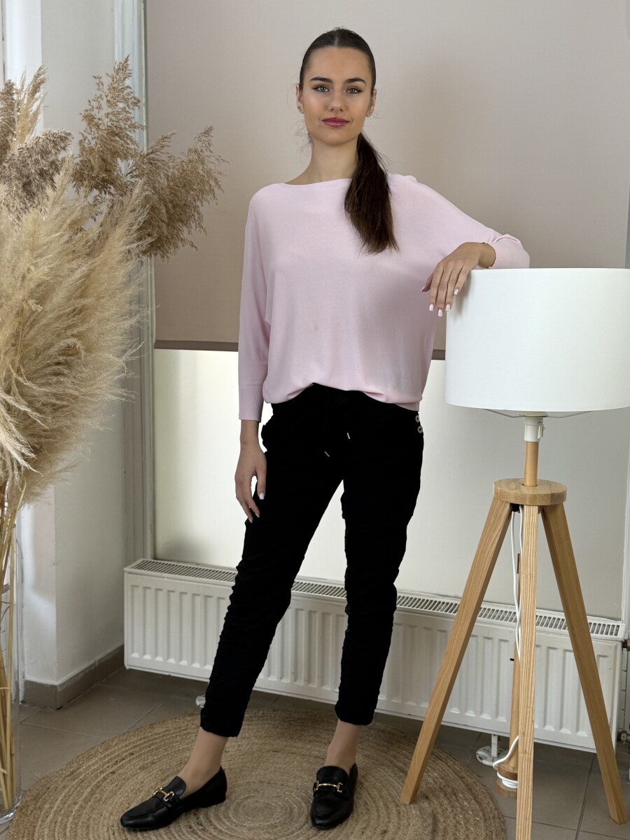 Oldalt gombos megkötős nadrág - fekete - Kép 1