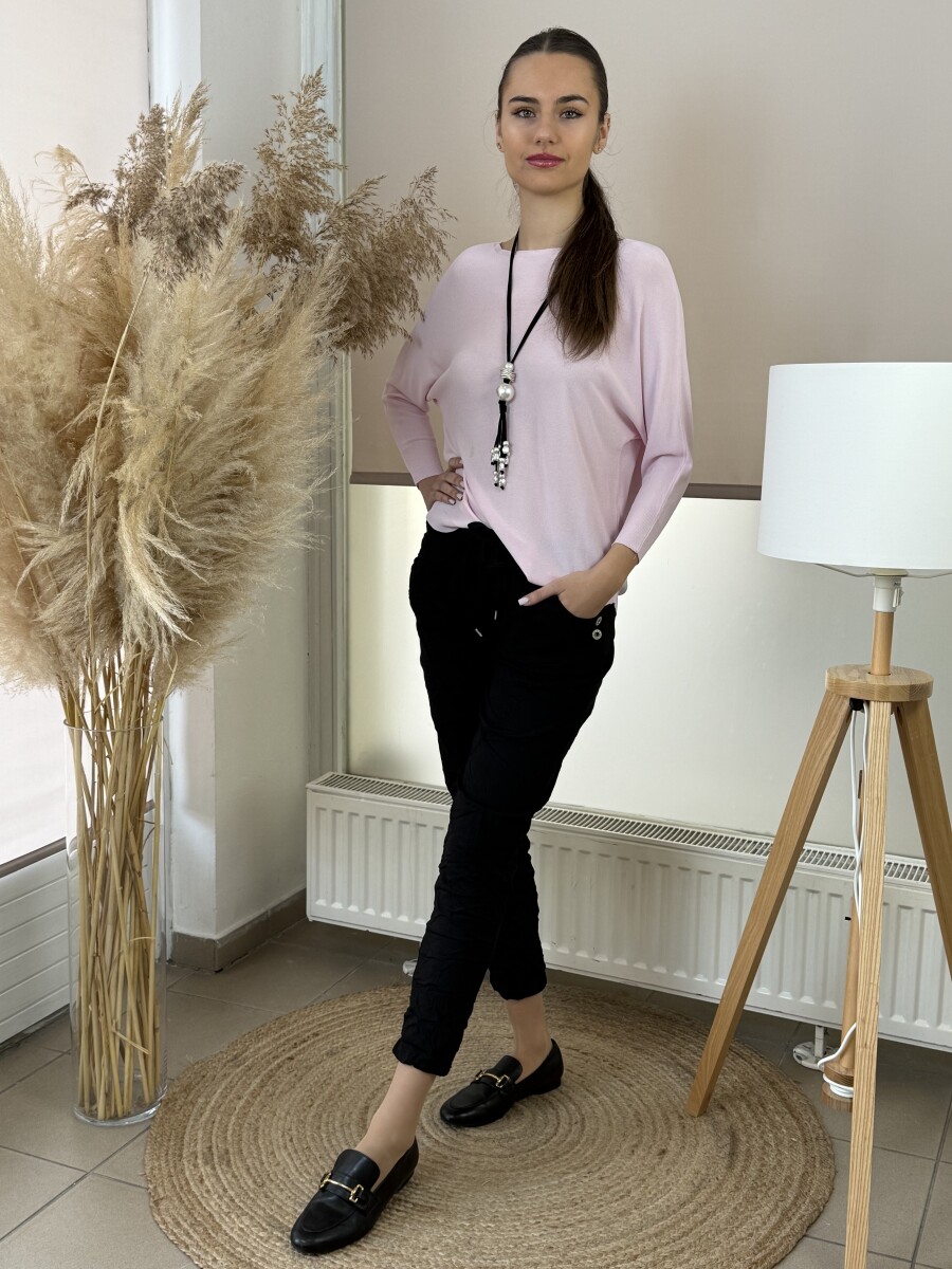 Oldalt gombos megkötős nadrág - fekete - Kép 10