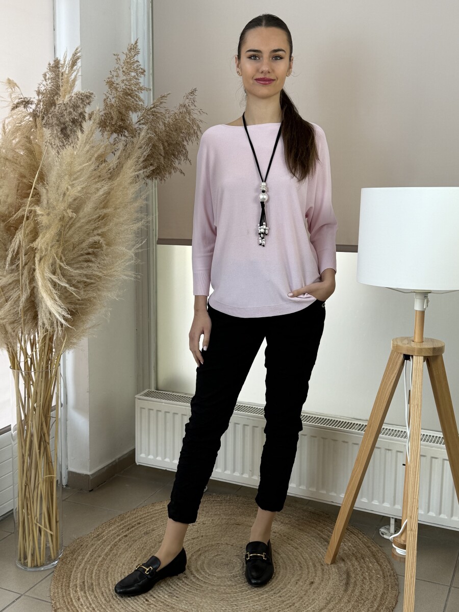 Oldalt gombos megkötős nadrág - fekete - Kép 5