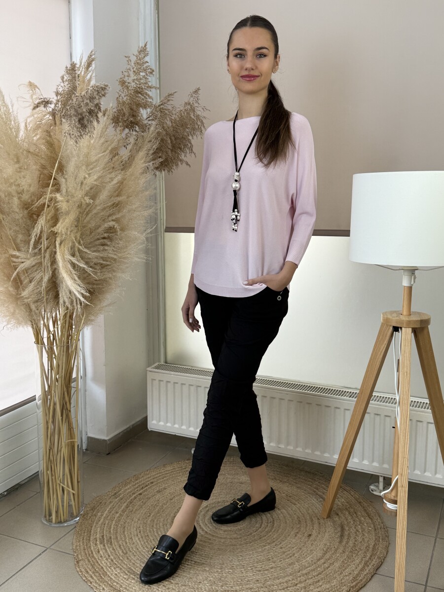 Oldalt gombos megkötős nadrág - fekete - Kép 2