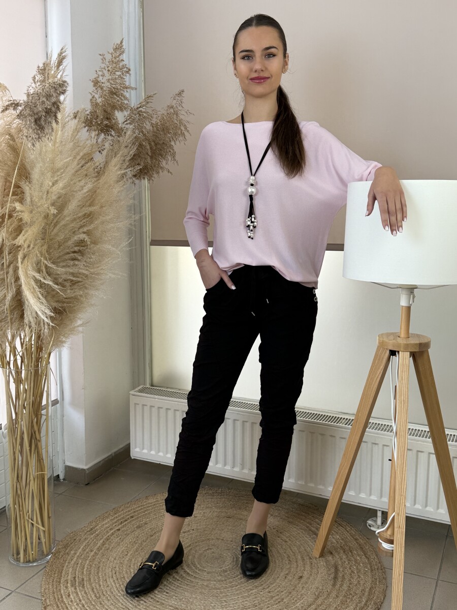 Oldalt gombos megkötős nadrág - fekete - Kép 9