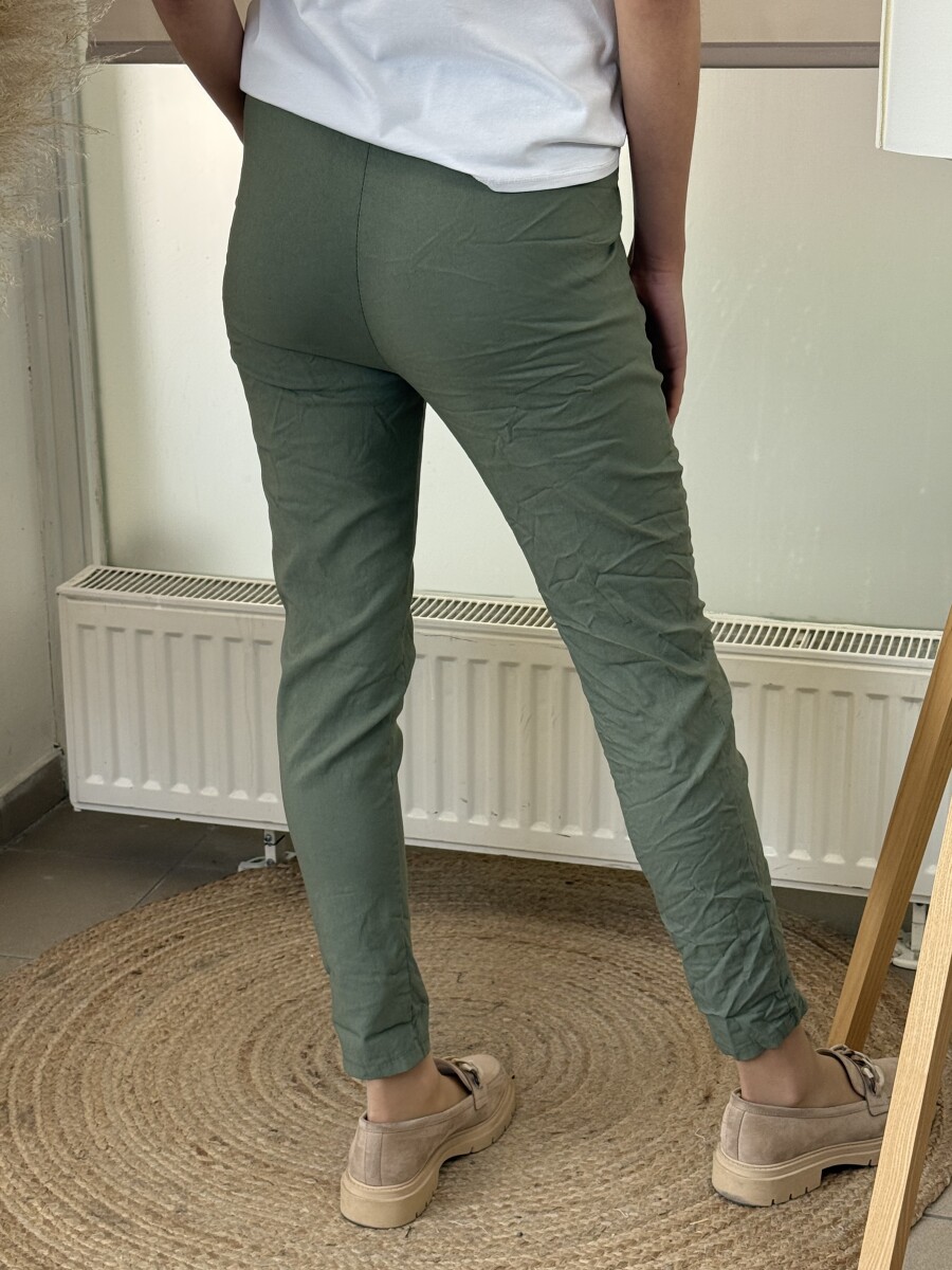 Kötős gyűrt hatású nadrág - khaki - Kép 9