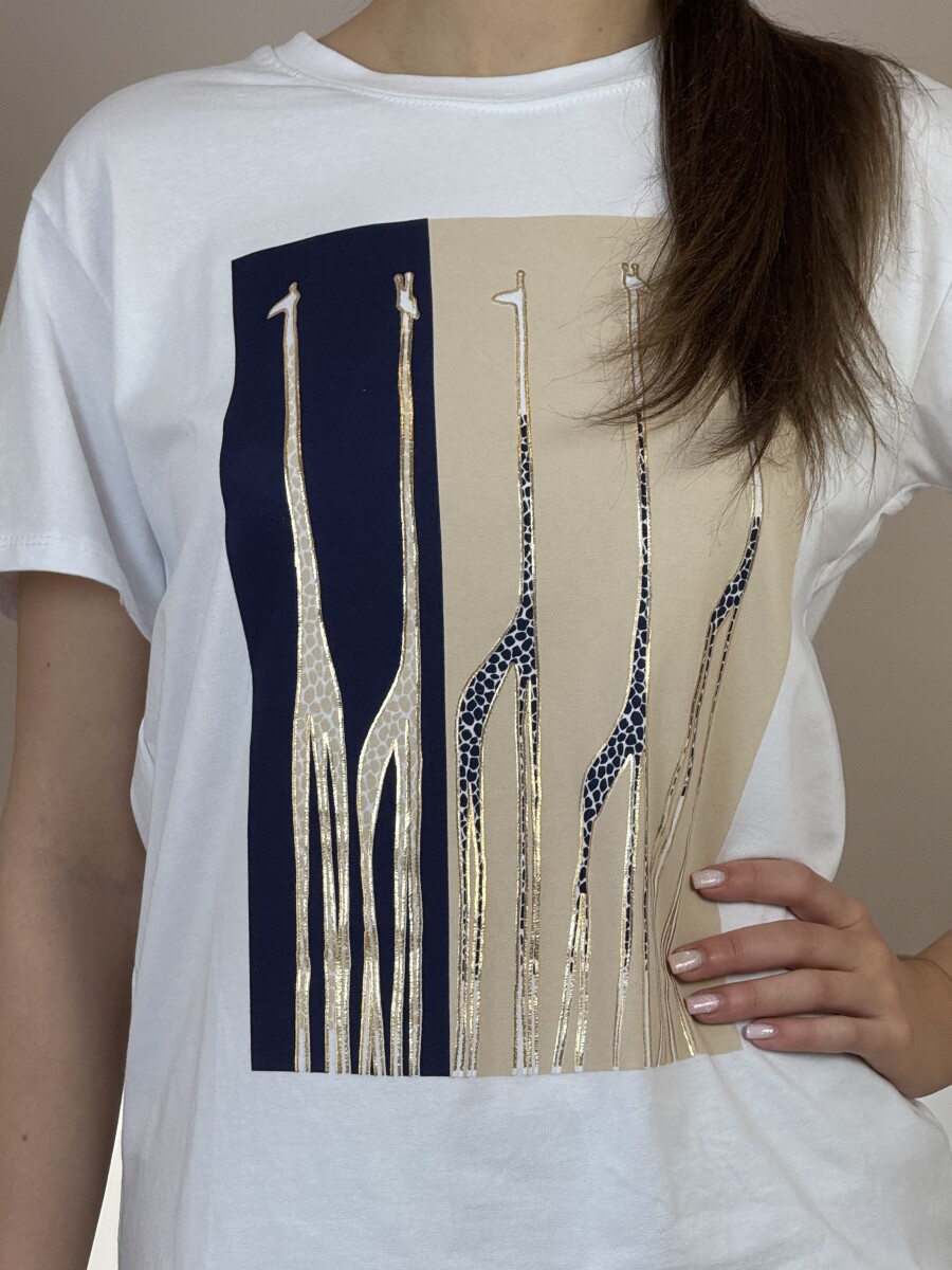 Grafika mintás póló - fehér-sötétkék - Kép 6