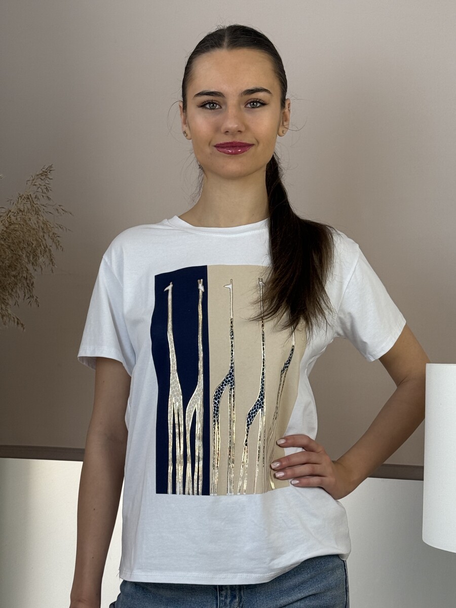 Grafika mintás póló - fehér-sötétkék - Kép 9