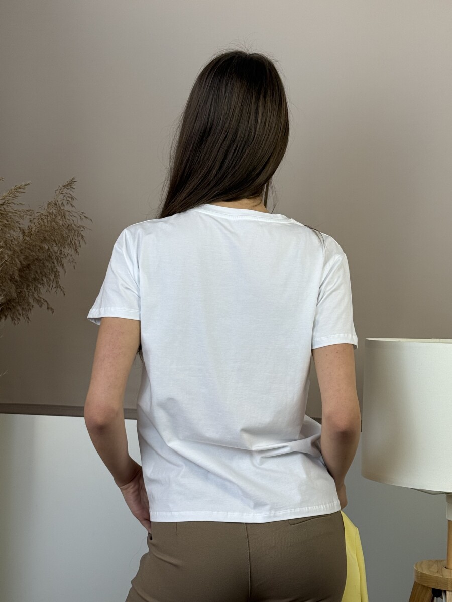 Grafika mintás póló - fehér-camel - Kép 10