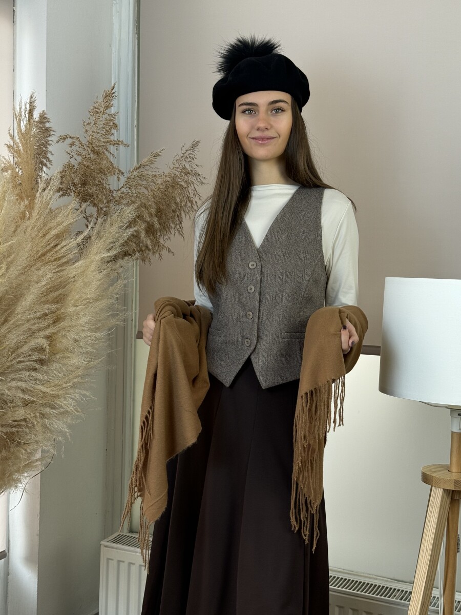 Bojtos barett sapka - fekete - Kép 2