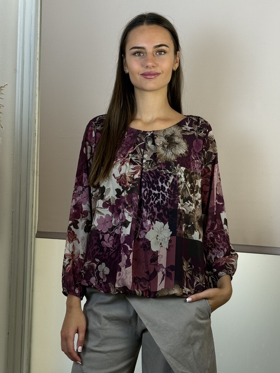 Csipett nyakú blúz - bordó - Kép 11
