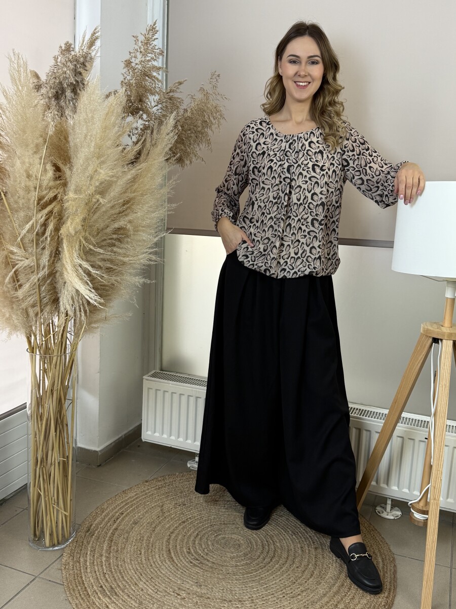 Csipett nyakú blúz - homok - Kép 3