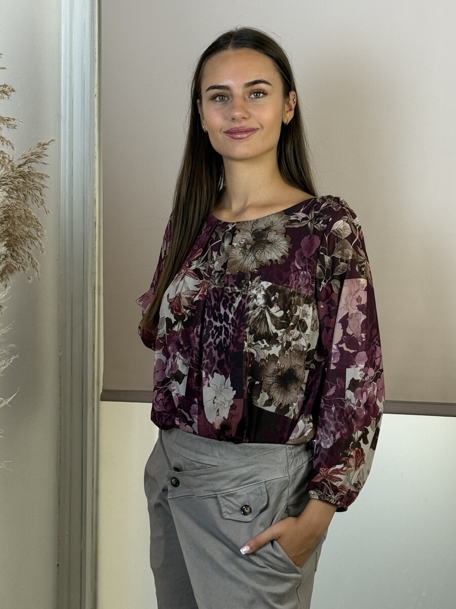 Csipett nyakú blúz - bordó - Kép 7