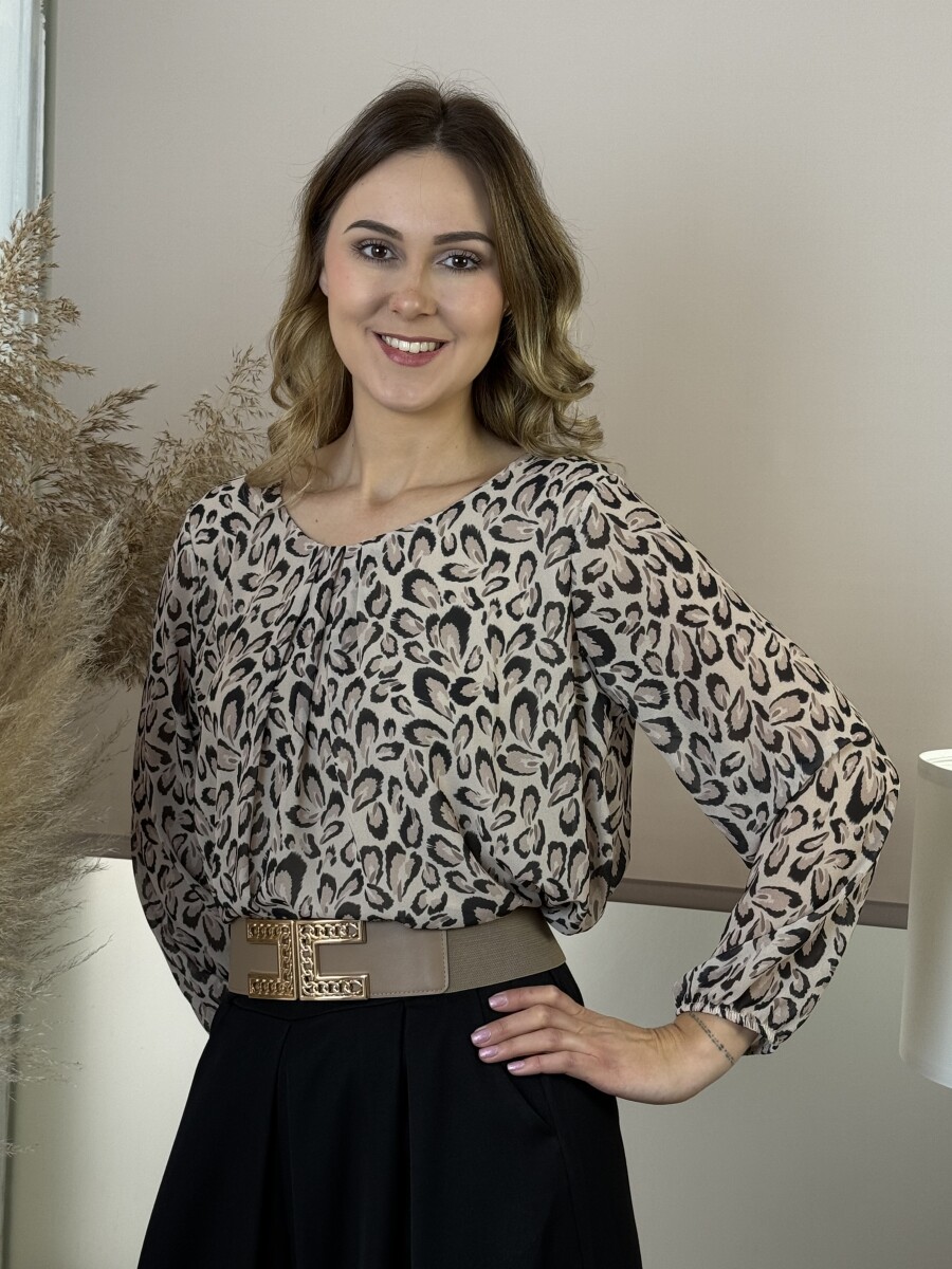 Csipett nyakú blúz - homok - Kép 15