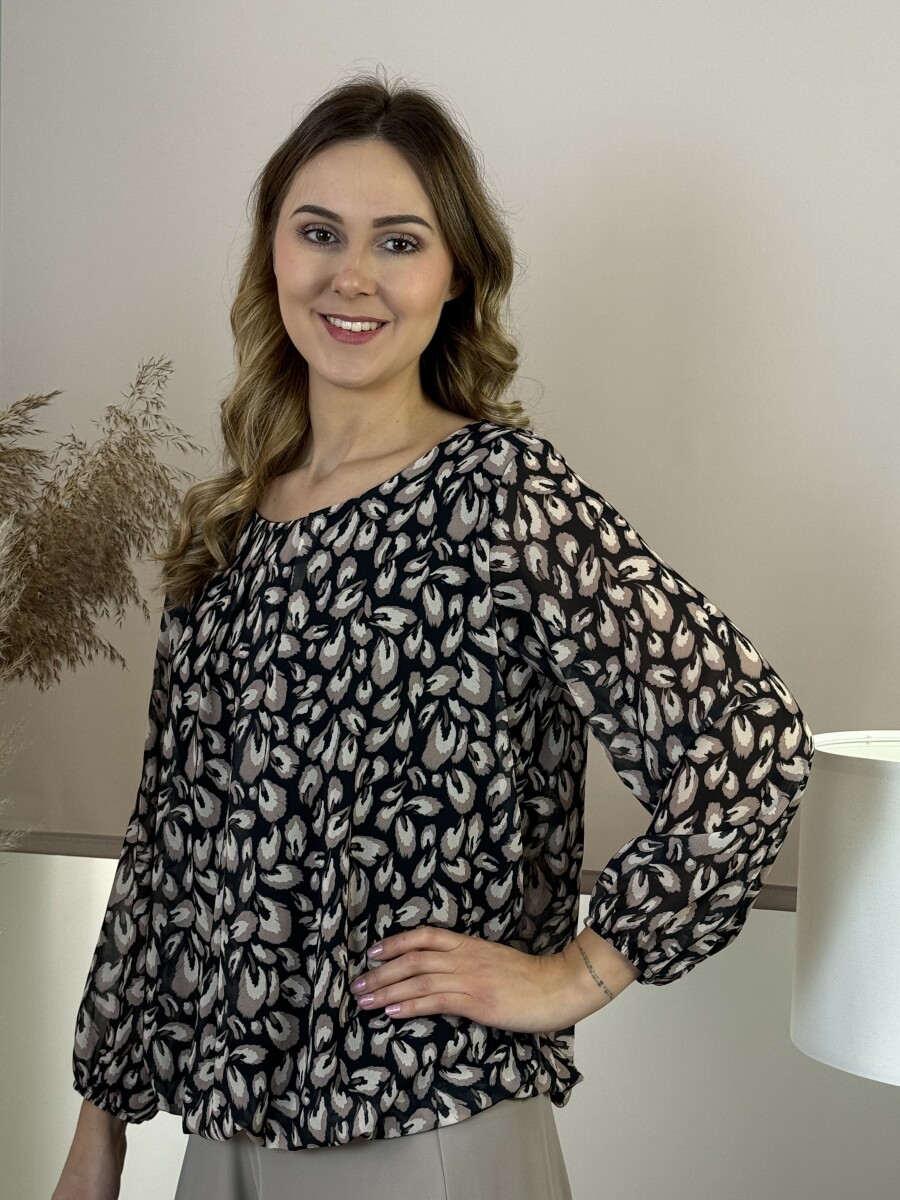 Csipett nyakú blúz - fekete - Kép 2