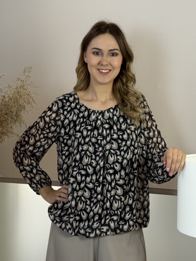 Csipett nyakú blúz - fekete