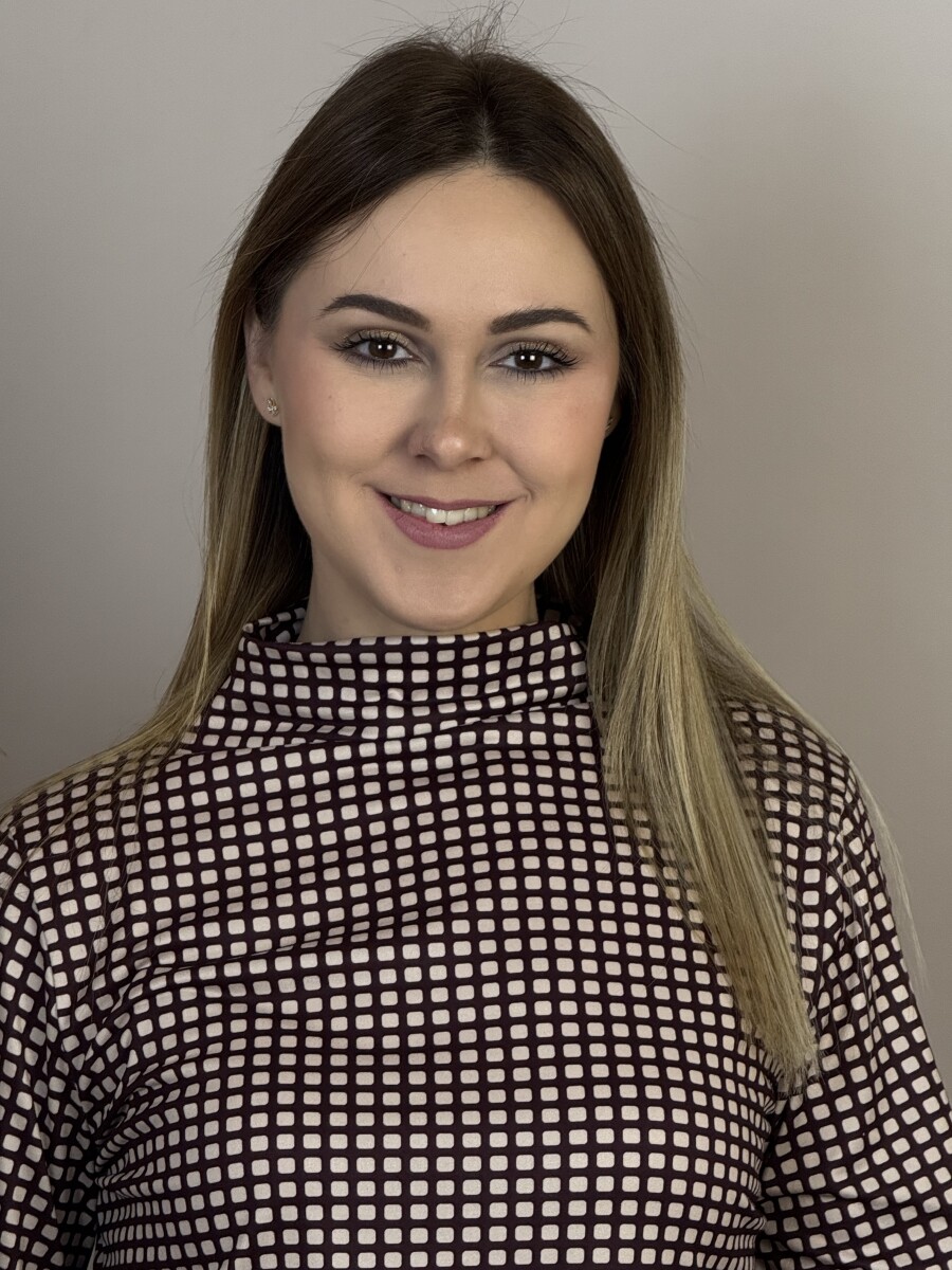 Állónyakú négyzetmintás blúz - barna - Kép 10