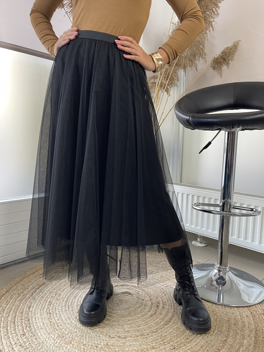 Maxi tüll szoknya - fekete - Kép 2