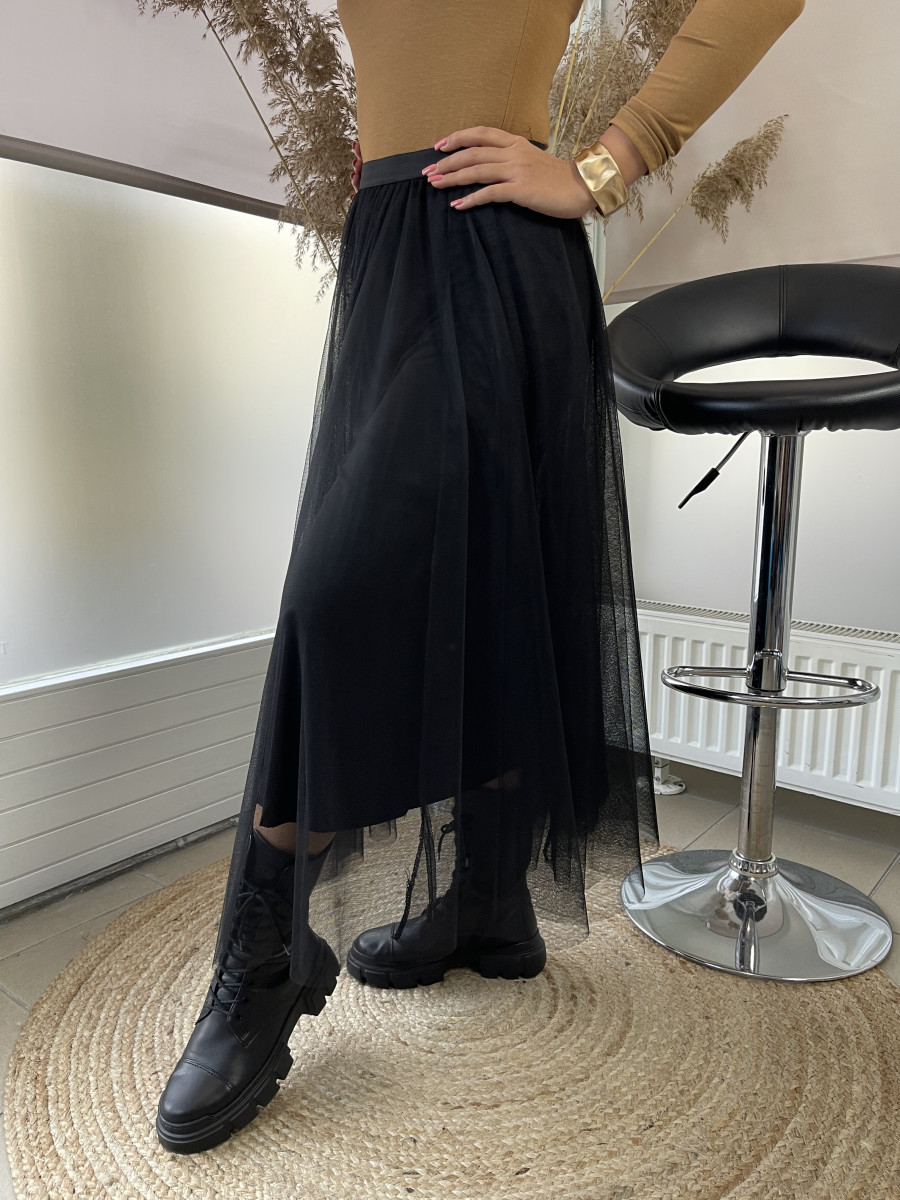Maxi tüll szoknya - fekete - Kép 3