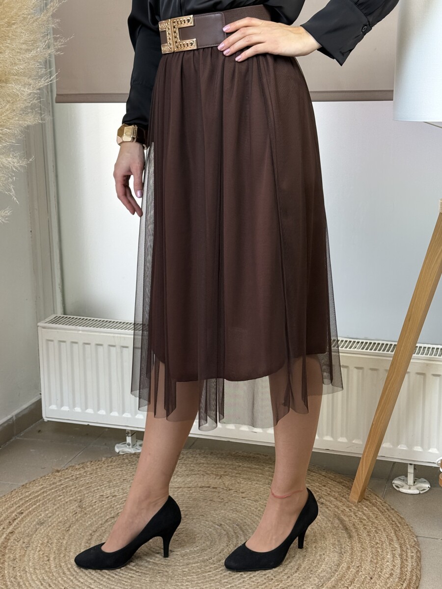 Tüll szoknya - barna - Kép 3