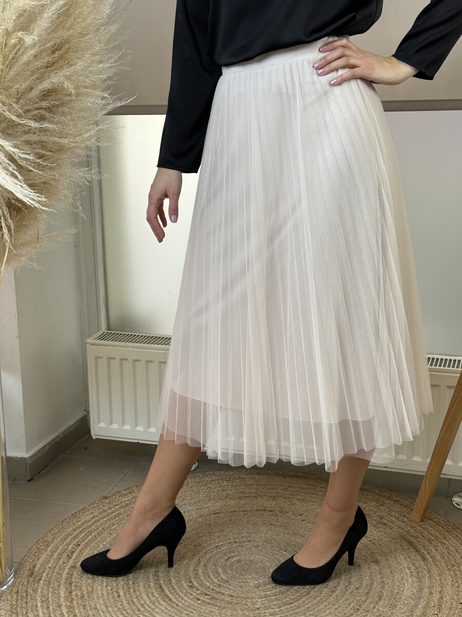 Plisszírozott tüll szoknya - bézs - Kép 3