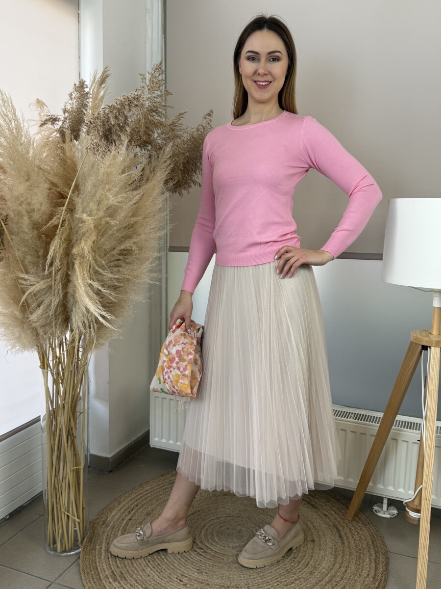 Plisszírozott tüll szoknya - bézs - Kép 4