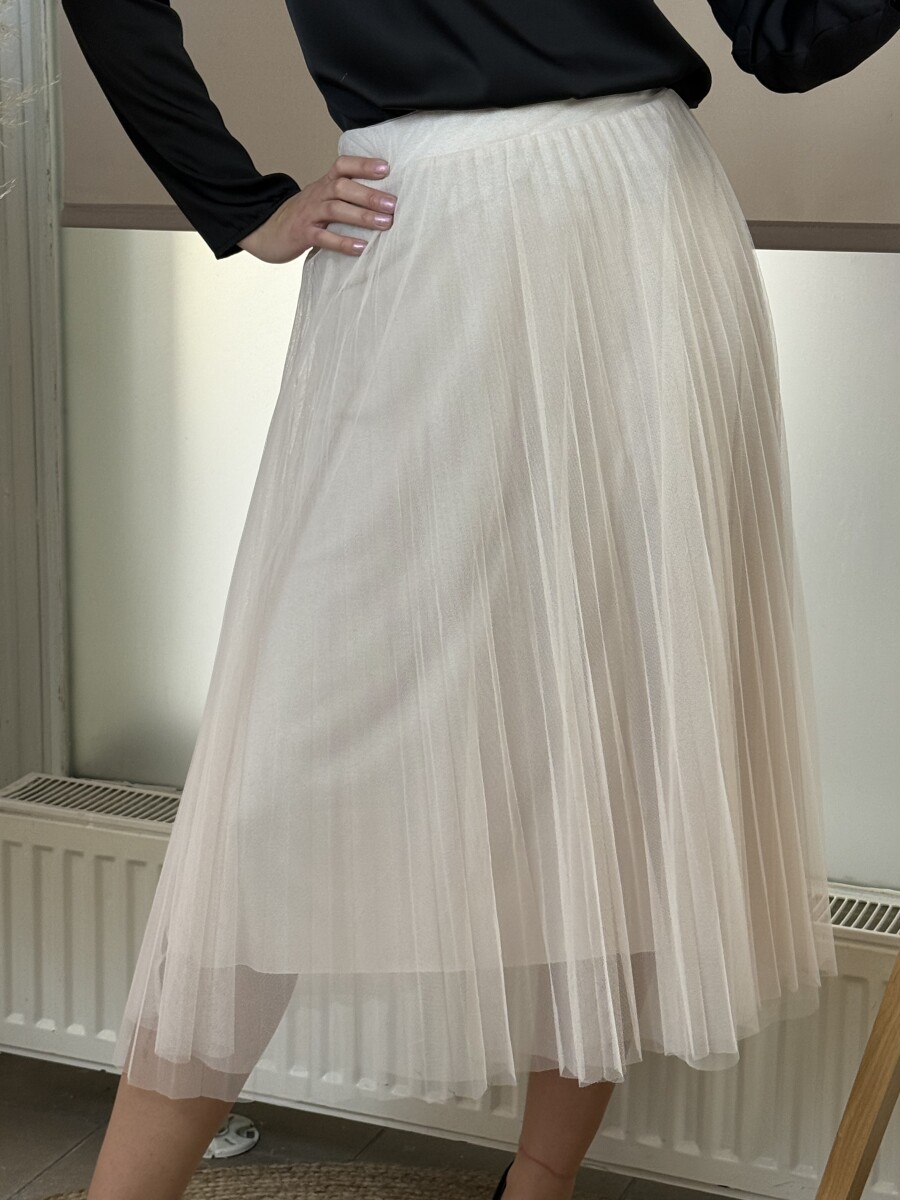 Plisszírozott tüll szoknya - bézs - Kép 6