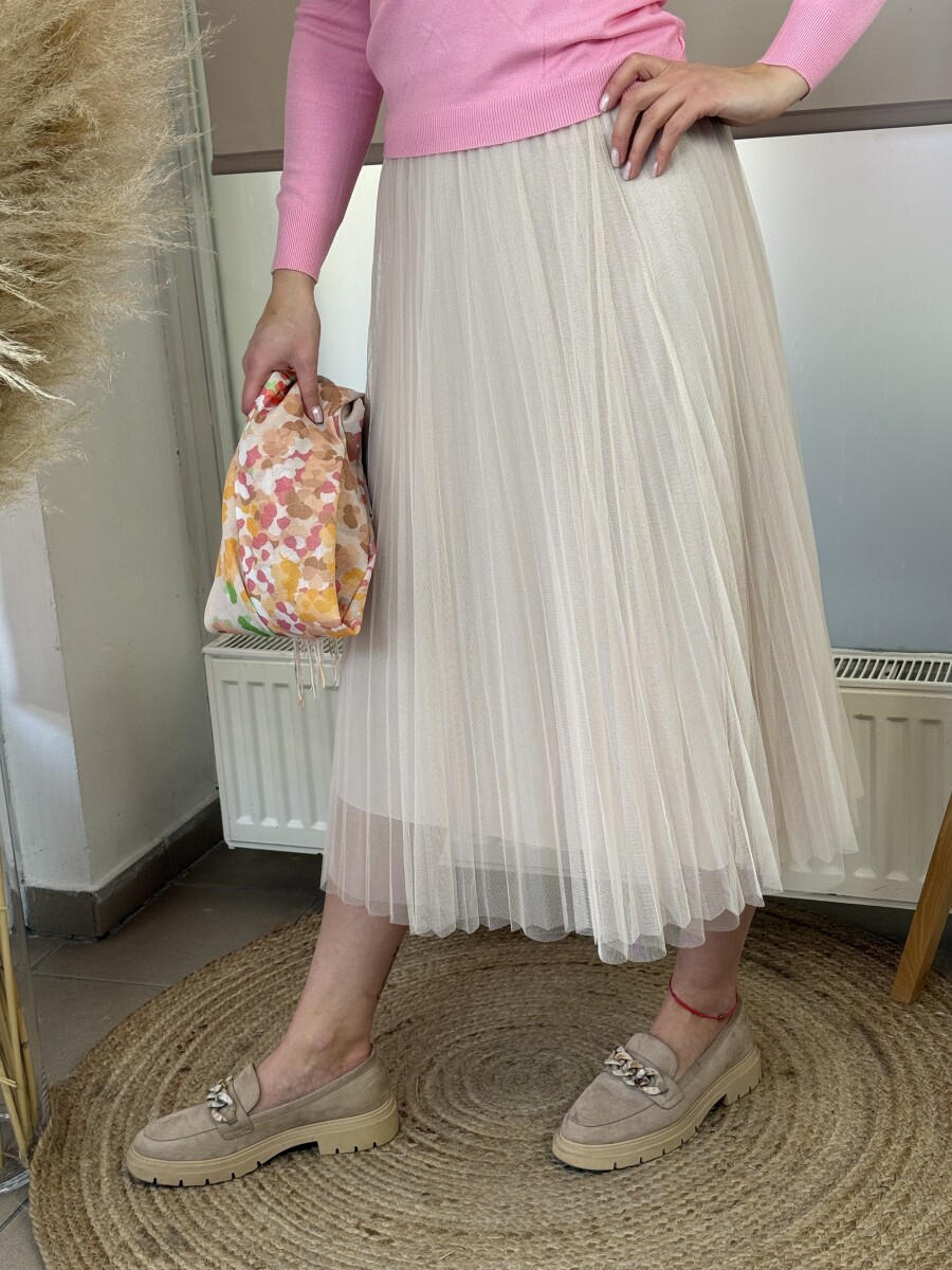 Plisszírozott tüll szoknya - bézs - Kép 5