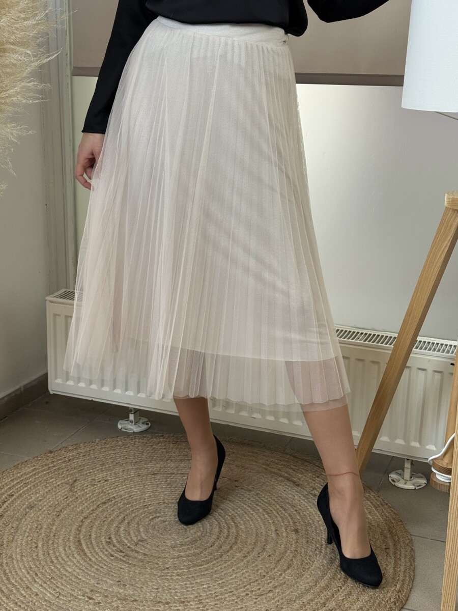 Plisszírozott tüll szoknya - bézs - Kép 9