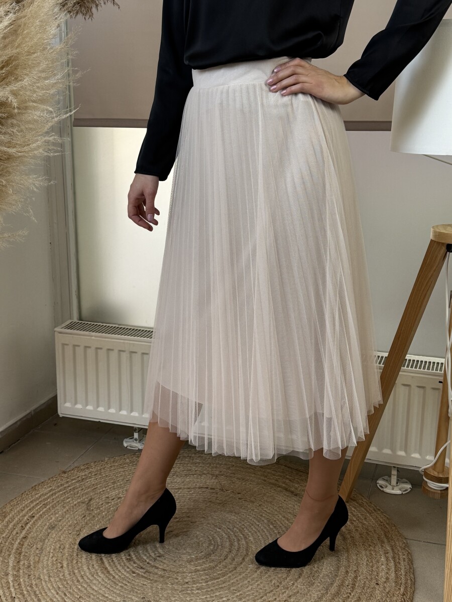 Plisszírozott tüll szoknya - bézs - Kép 11