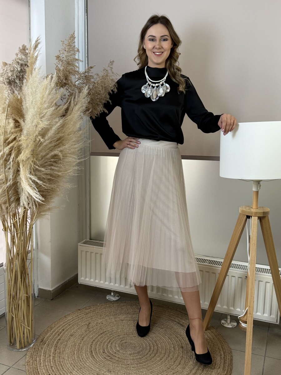 Plisszírozott tüll szoknya - bézs - Kép 5