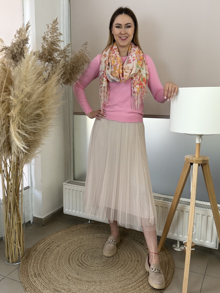 Plisszírozott tüll szoknya - bézs - Kép 7