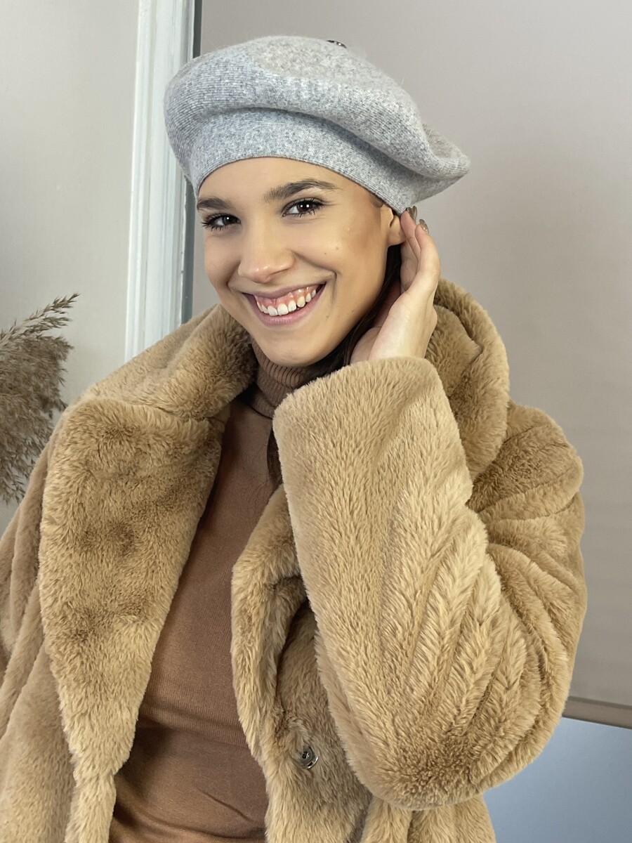 Bojtos barett sapka - világosszürke - Kép 2