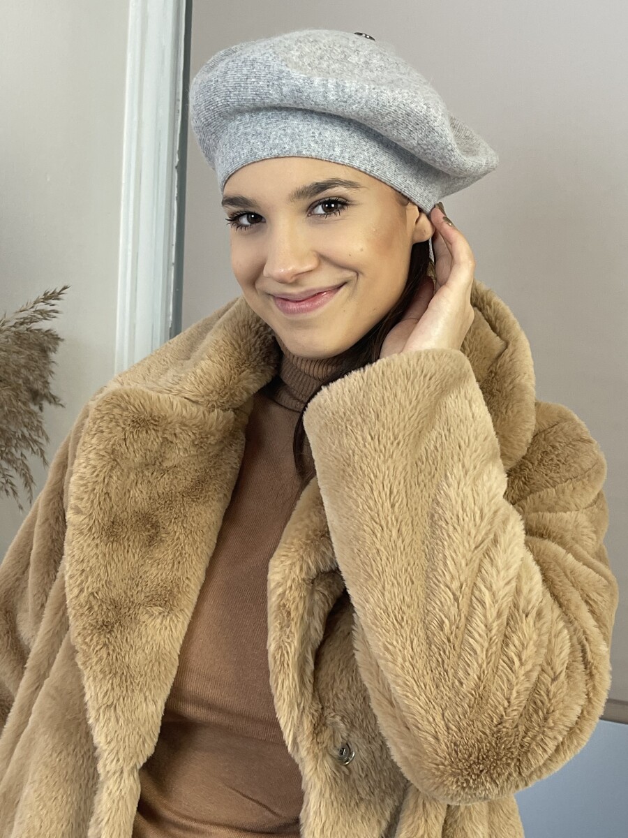 Bojtos barett sapka - világosszürke - Kép 11