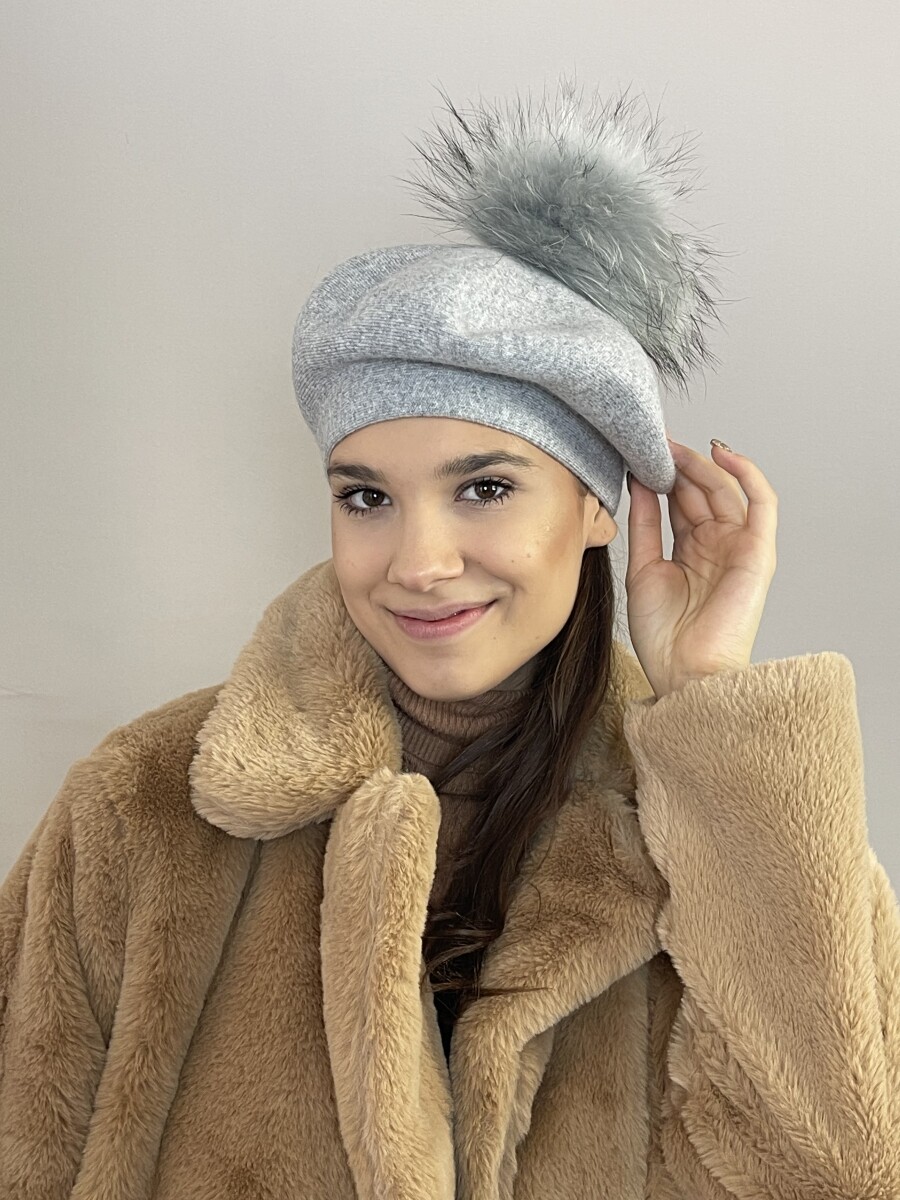 Bojtos barett sapka - világosszürke - Kép 1