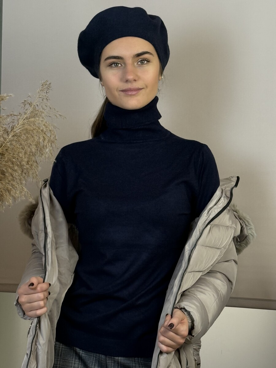 Barett sapka - sötétkék - Kép 7