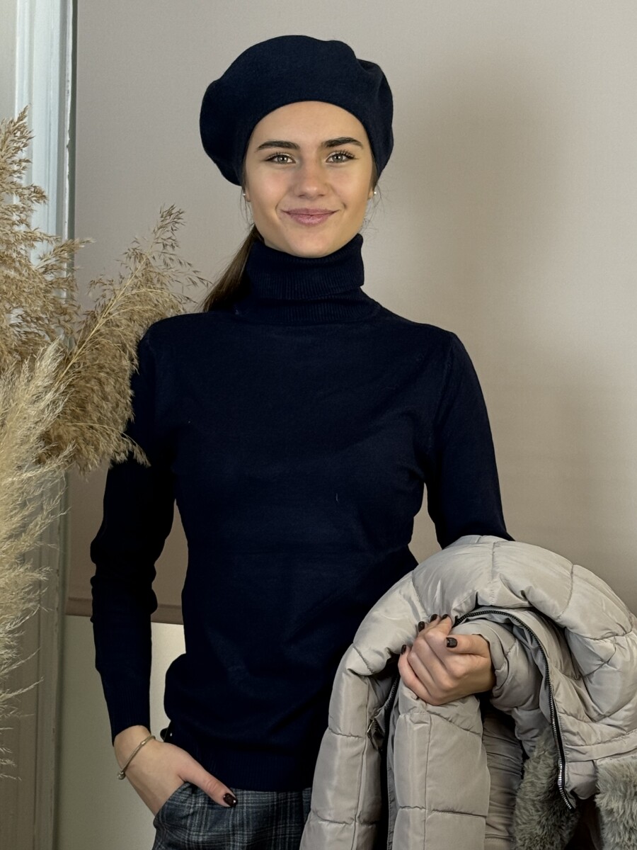 Barett sapka - sötétkék - Kép 3