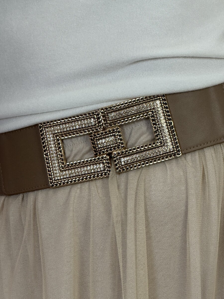 Gumis öv arany,köves csattal - homok - Kép 4