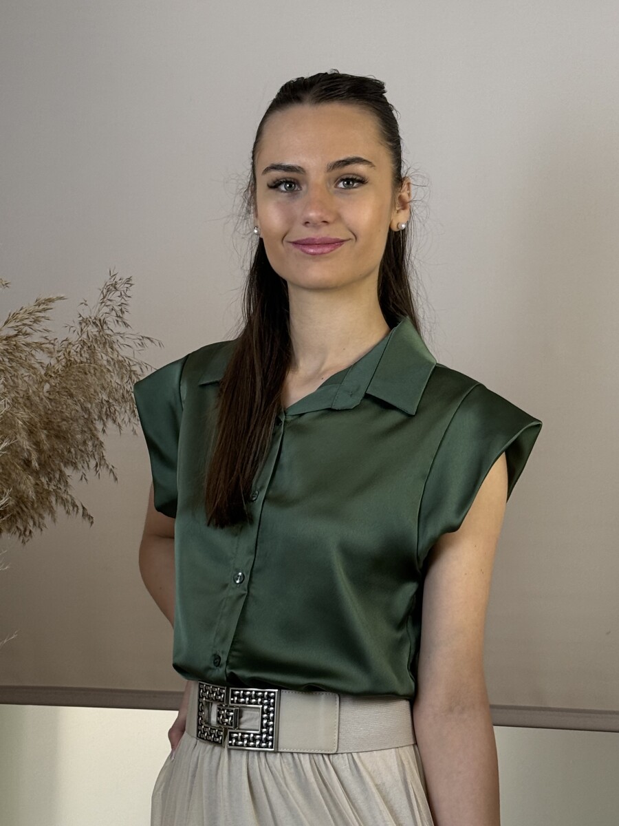 Gumis öv ezüst csattal - bézs - Kép 7