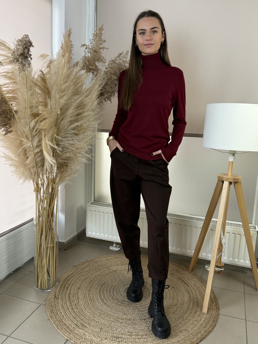 Vékony kötött lezser garbó - bordó - Kép 4