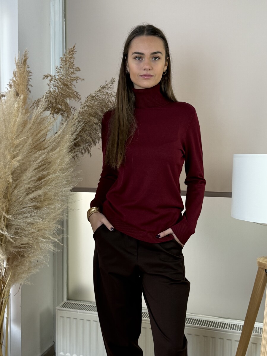 Vékony kötött lezser garbó - bordó - Kép 2