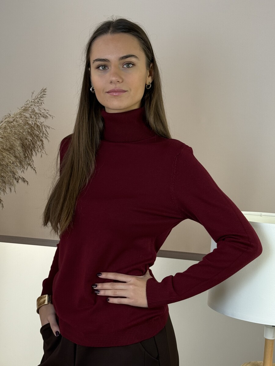 Vékony kötött lezser garbó - bordó - Kép 5