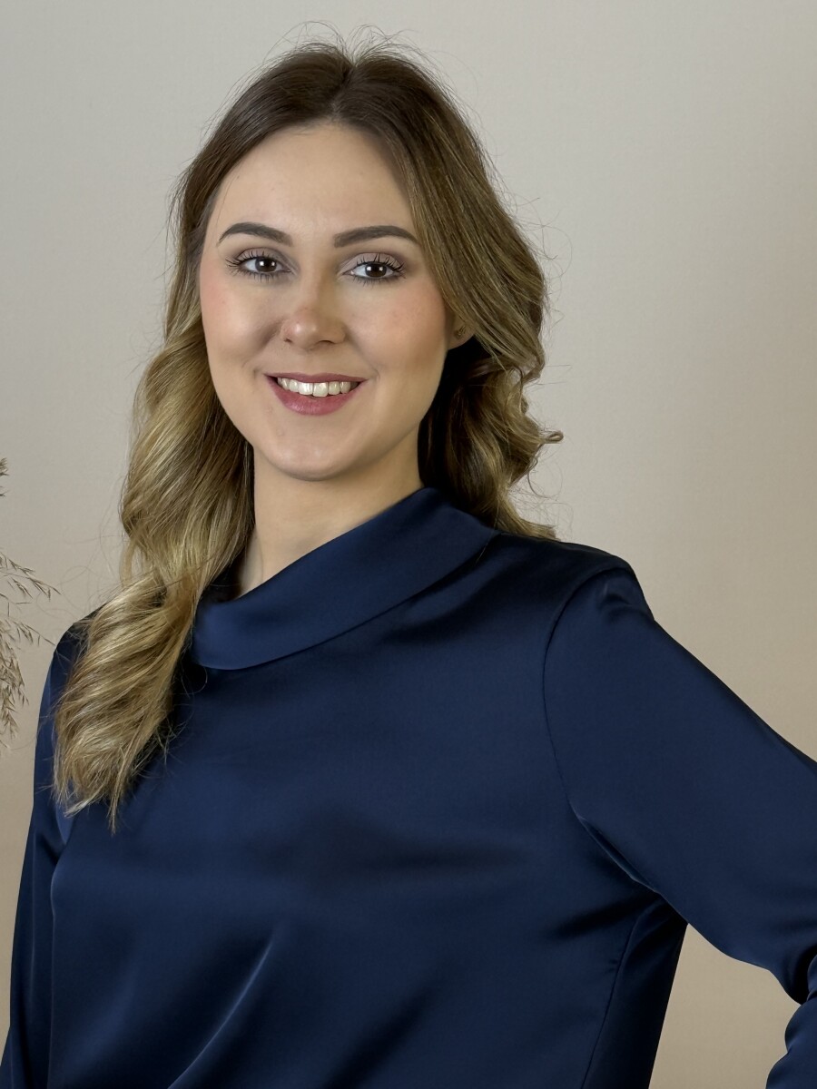 Álló nyakú szatén hatású blúz - sötétkék - Kép 5