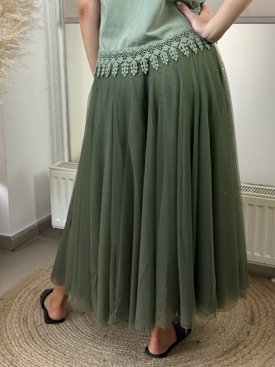 Maxi tüll szoknya - khaki - Kép 7