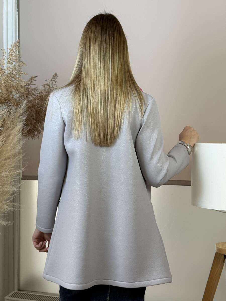 Kerek nyakú szivacs kabát - szürke - Kép 13