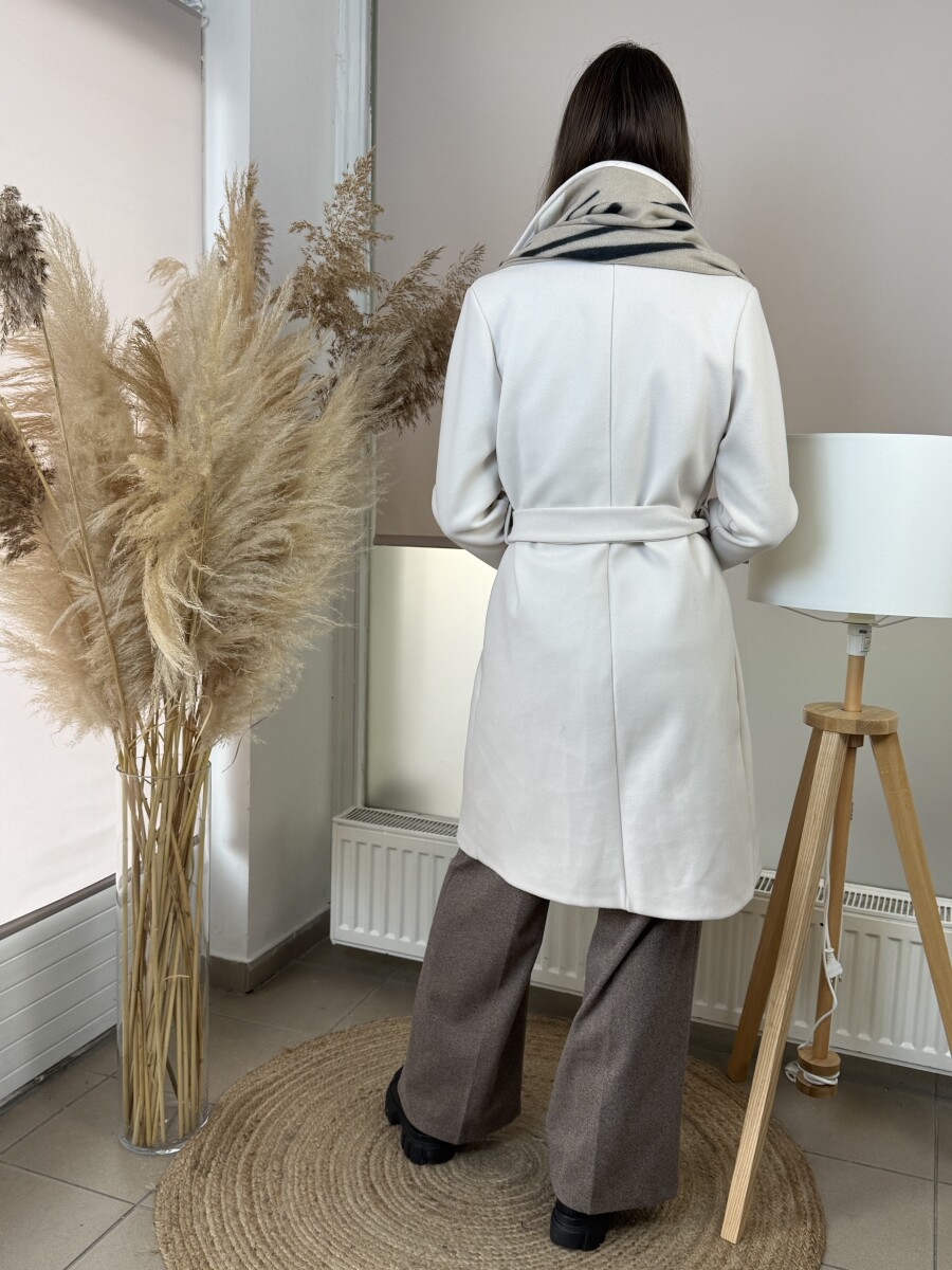 Kötős szövetkabát - krém - Kép 16
