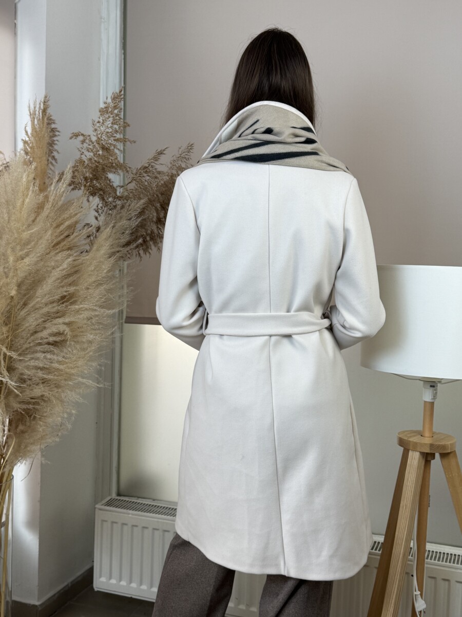 Kötős szövetkabát - krém - Kép 17