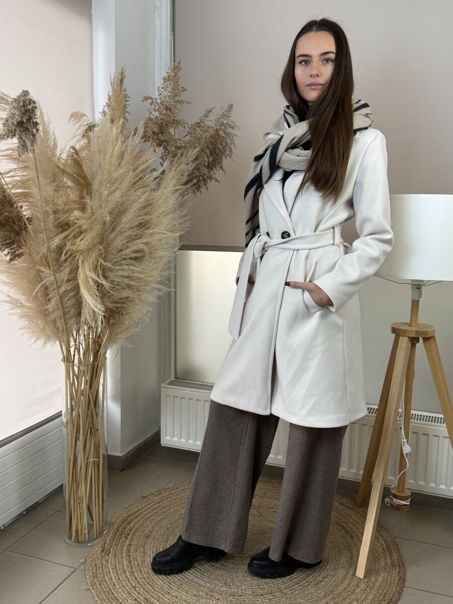 Kötős szövetkabát - krém - Kép 2