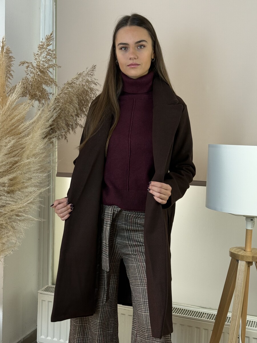 Kötős szövetkabát - barna - Kép 5