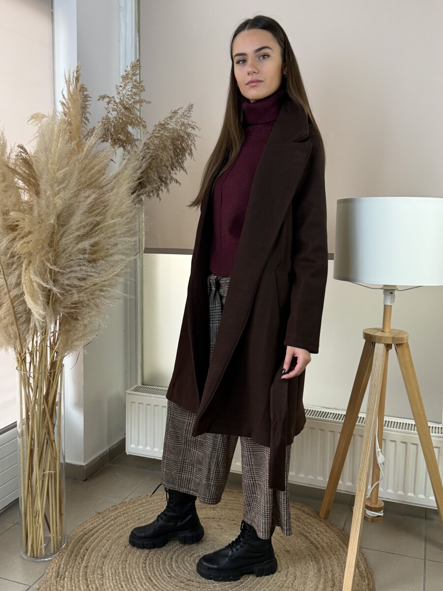 Kötős szövetkabát - barna - Kép 16