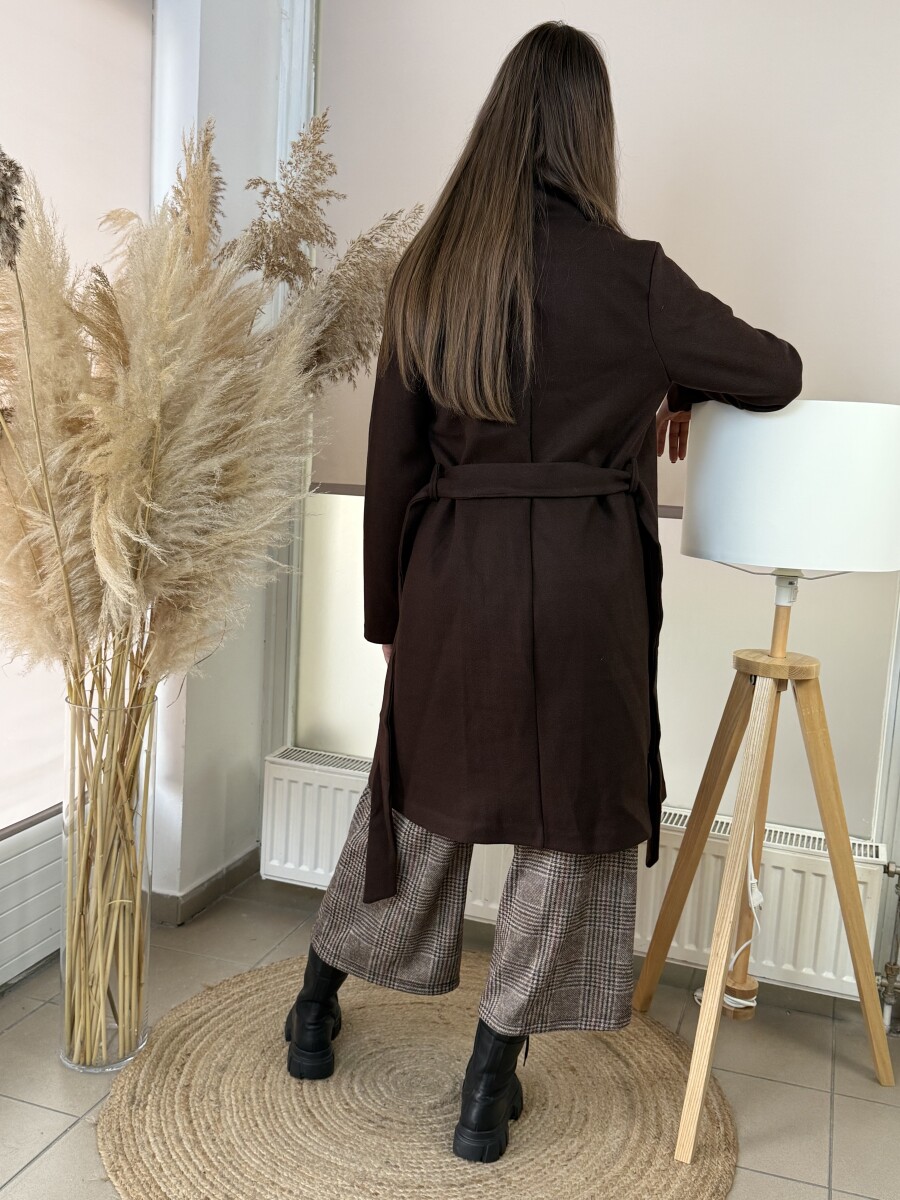 Kötős szövetkabát - barna - Kép 17