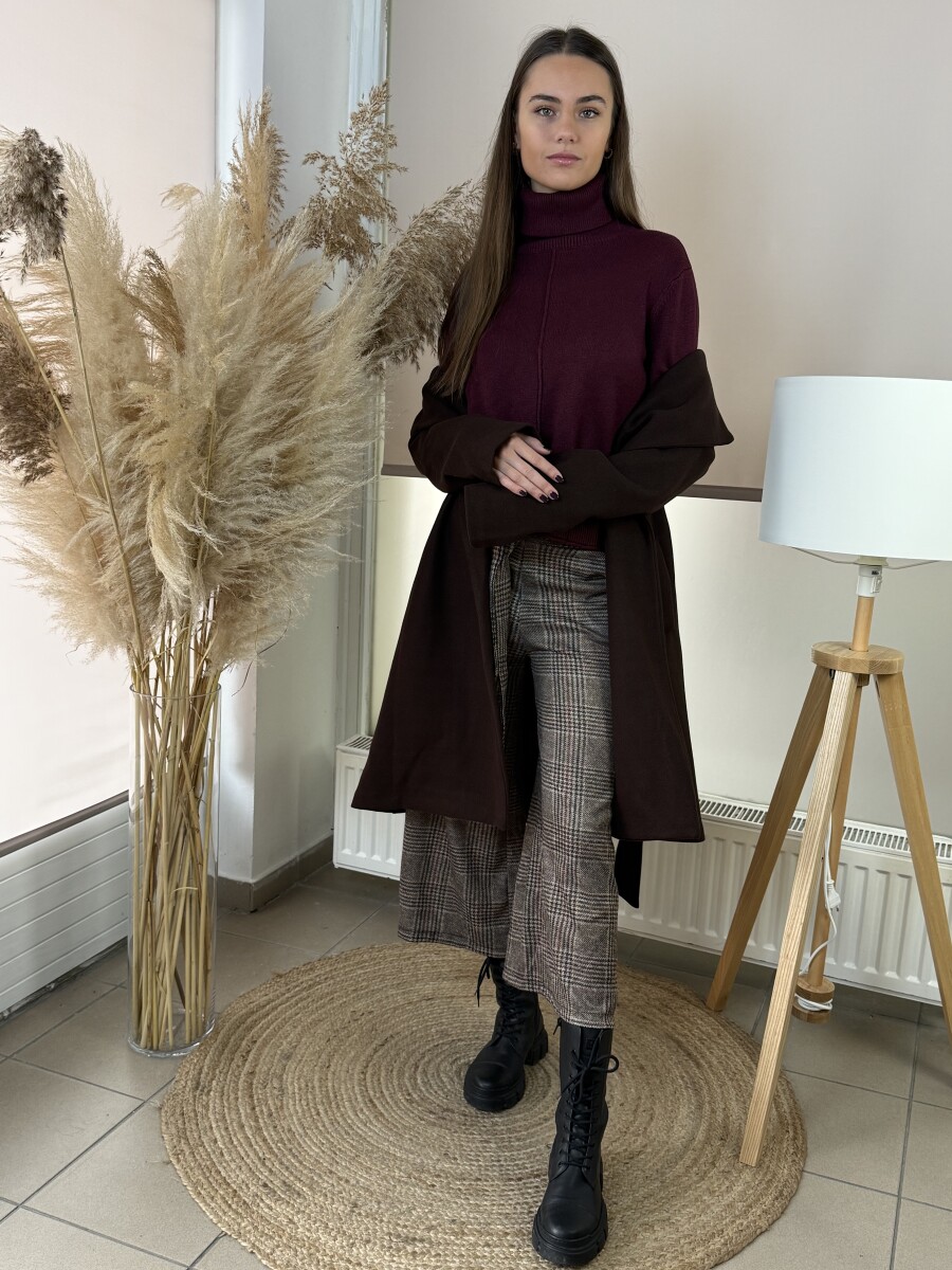 Kötős szövetkabát - barna - Kép 8